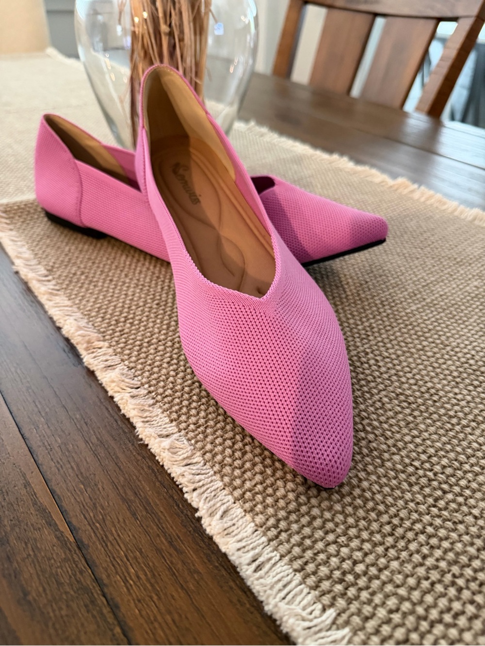 Semwiss New Women’s Pointed Knit Flats - Pink